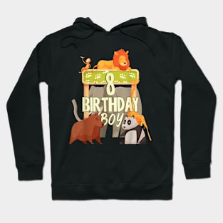 8 Years Old Birthday Boy Zoo Matching Family Hoodie